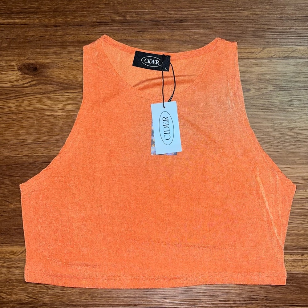 NWT Cider Slinky Orange Cropped Top Size Large